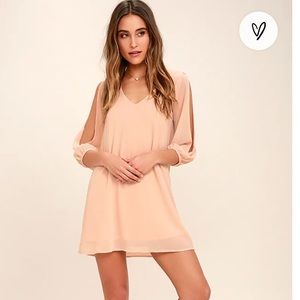 Lulus shifting dress blush pink long sleeve dress size XS